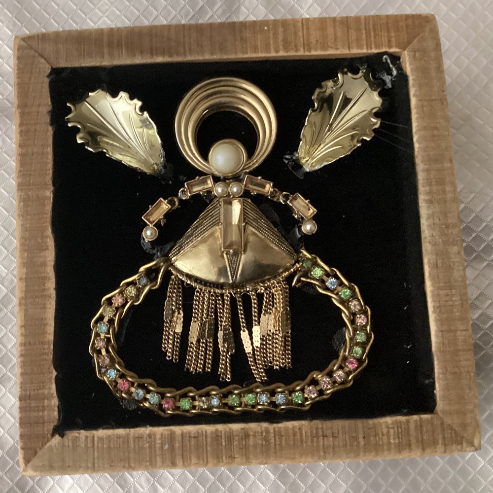 Hand crafted REVERSIBLE vintage repurpose jewelry art mantle framed all year art